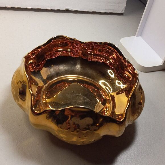 Vintage Elegant Weeping Gold Leaf 22Kt Candy/Trinket Dish - Picture 5 of 5